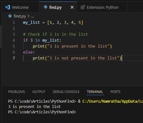 Python Buscar en Listas (Cómo Funciona Para Desarrolladores): Figura 1 - en Salida del Operador
