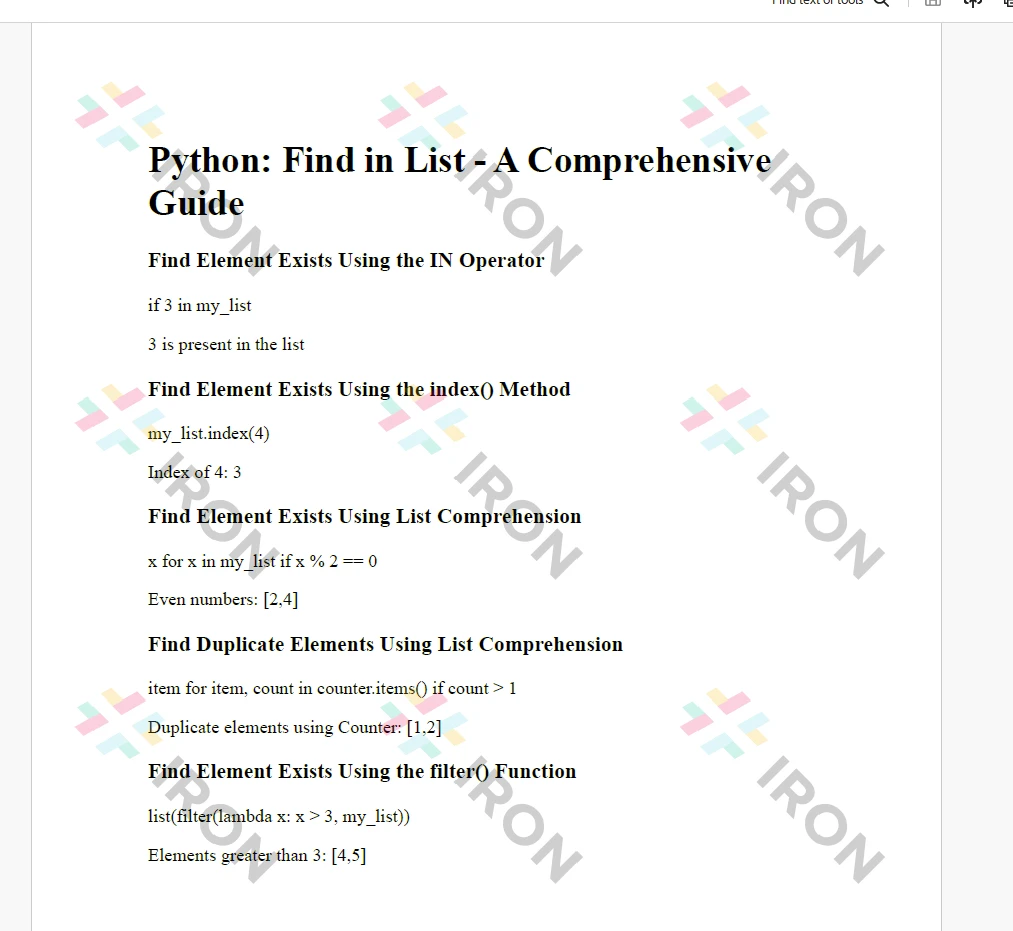 Python Buscar en listas (Cómo funciona para desarrolladores): Figura 7 - Salida PDF