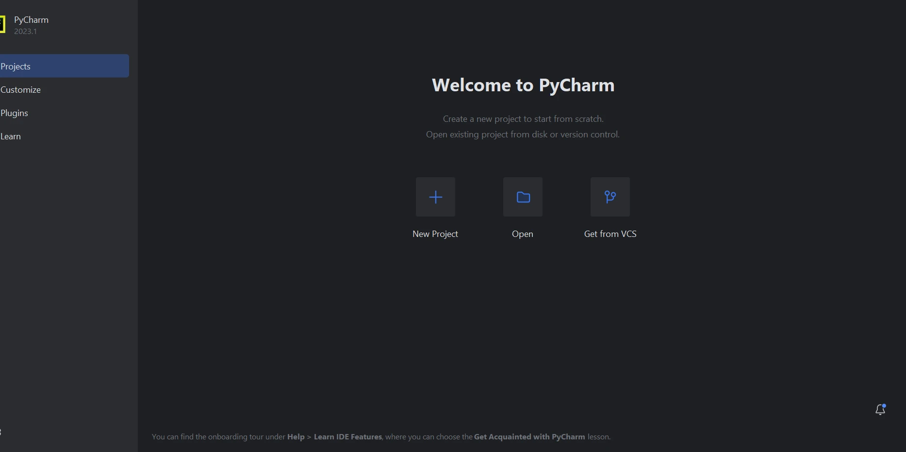 How to Convert PDF to PNG in Python: Figure 2 - Open PyCharm IDE and select "New Project".