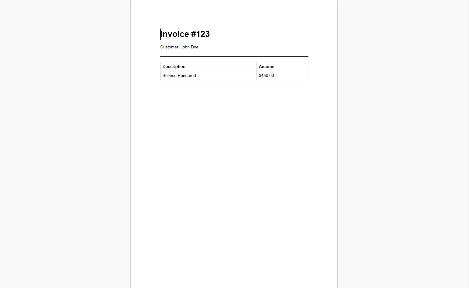 IronPDF example output PDF