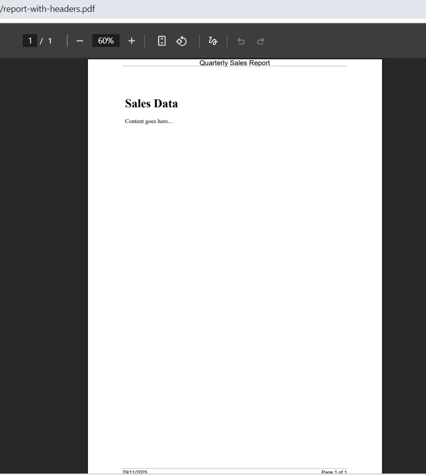 How to Add Header and Footer in PDF Using iTextSharp and IronPDF in C# with Example: Image 4 - PDF Output