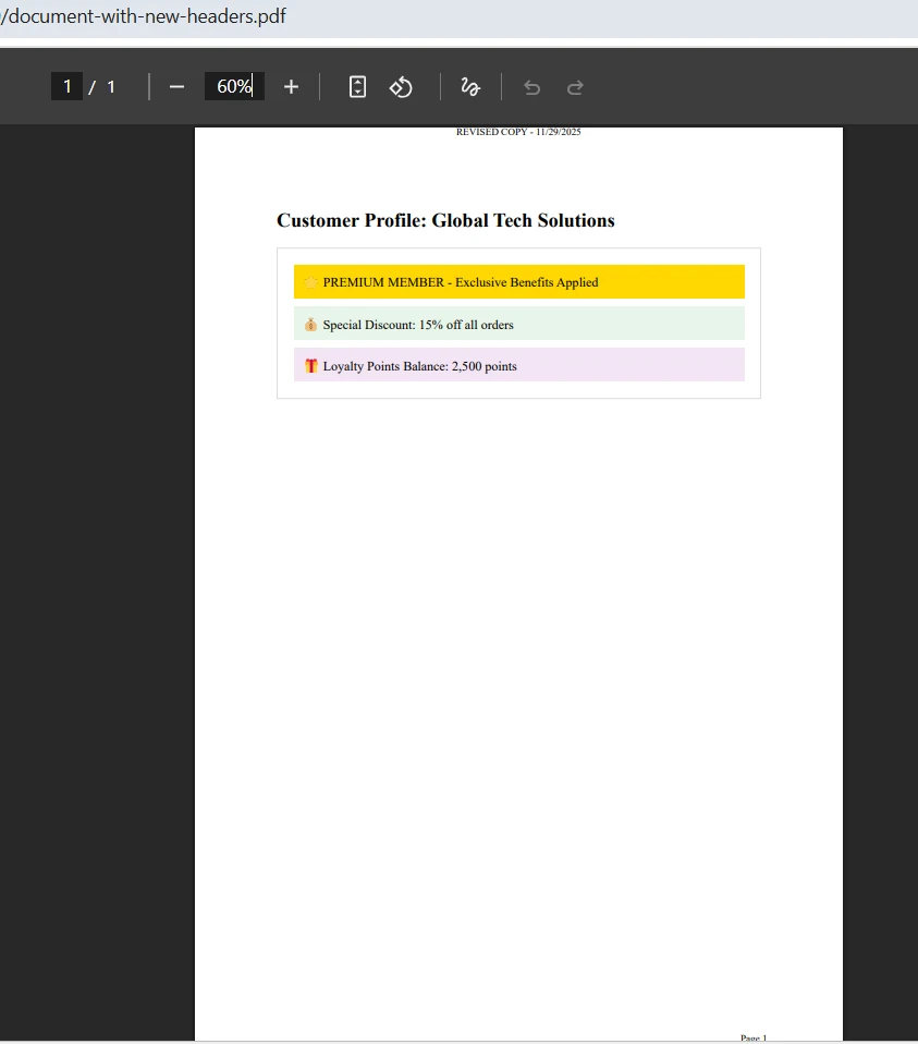 How to Add Header and Footer in PDF Using iTextSharp and IronPDF in C# with Example: Image 7 - Existing PDF Header Output