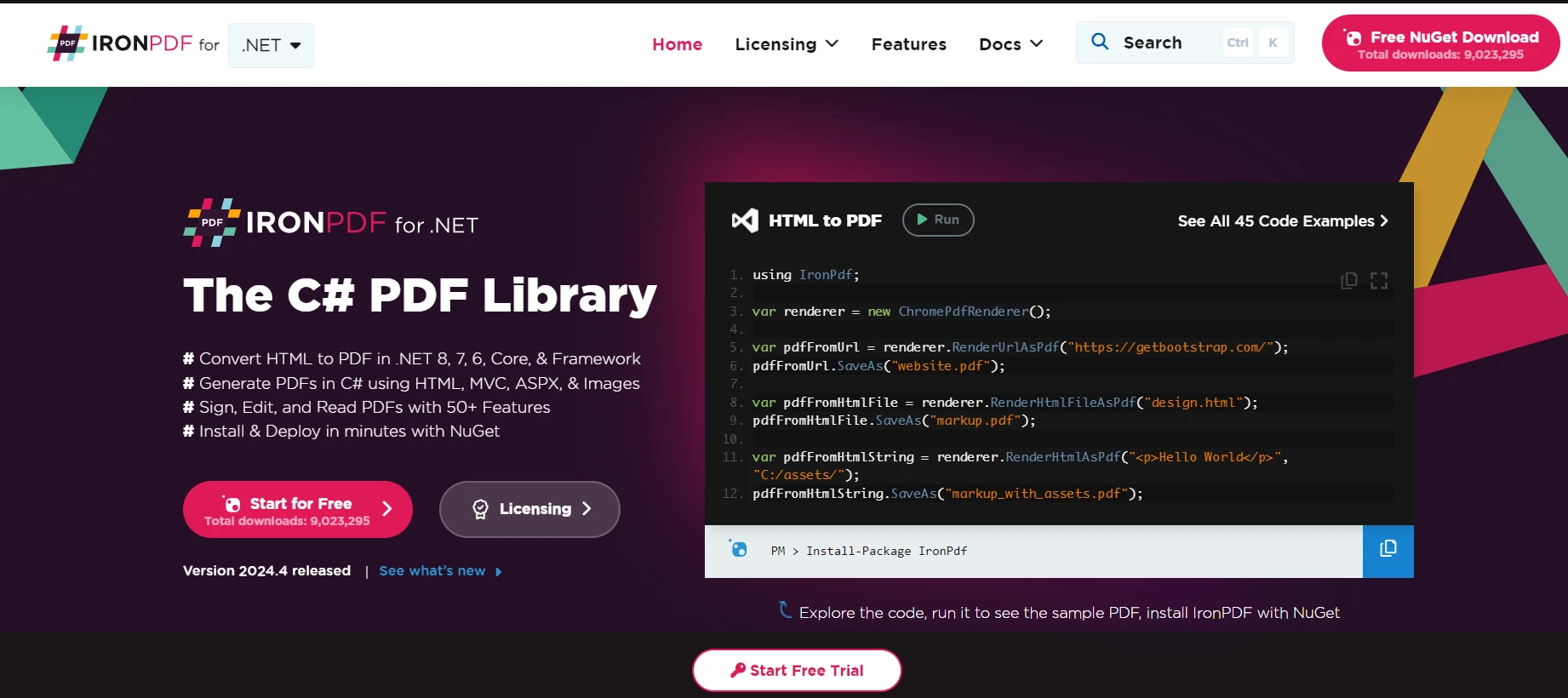 Rebus .NET Core Example (How It Works For Developers): Figure 1 - IronPDF for .NET: The C# PDF Library