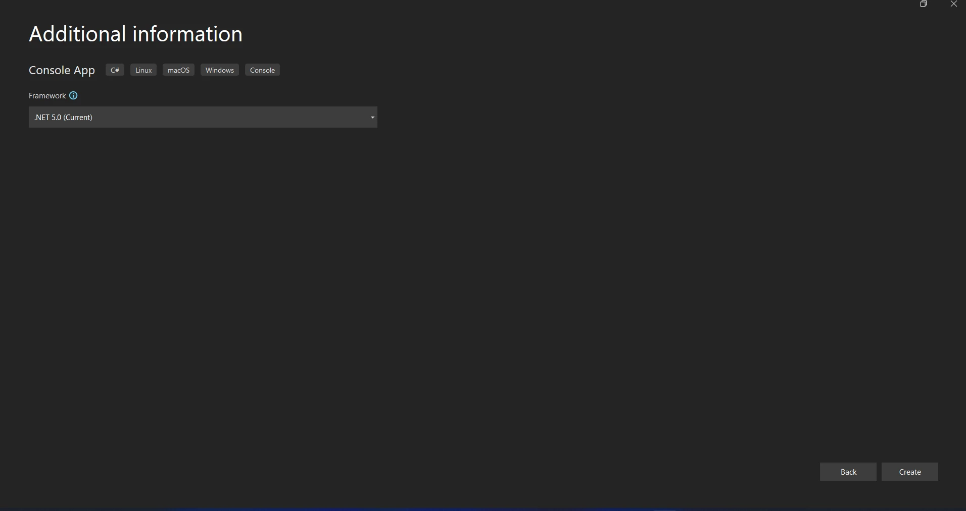 Refit C# (How It Works For Developers): Figure 4 - Select the .NET Framework, then click on "Create". Your Console App project will be successfully created.