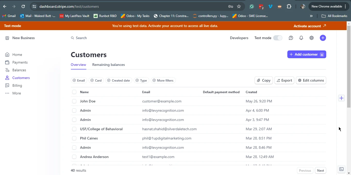 Stripe .NET (How It Works For Developers): Figure 5 - Stripe Dashboard for Customers