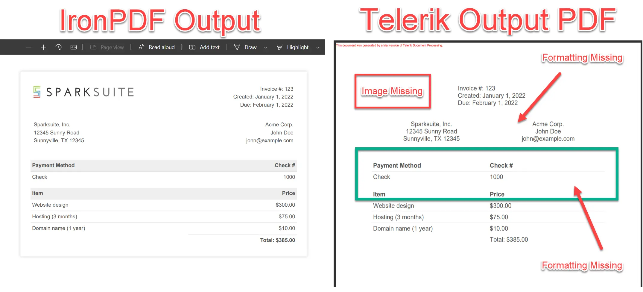 Telerik HTML to PDF PDF Generator vs IronPDF - Figure 5: Output Comparison
