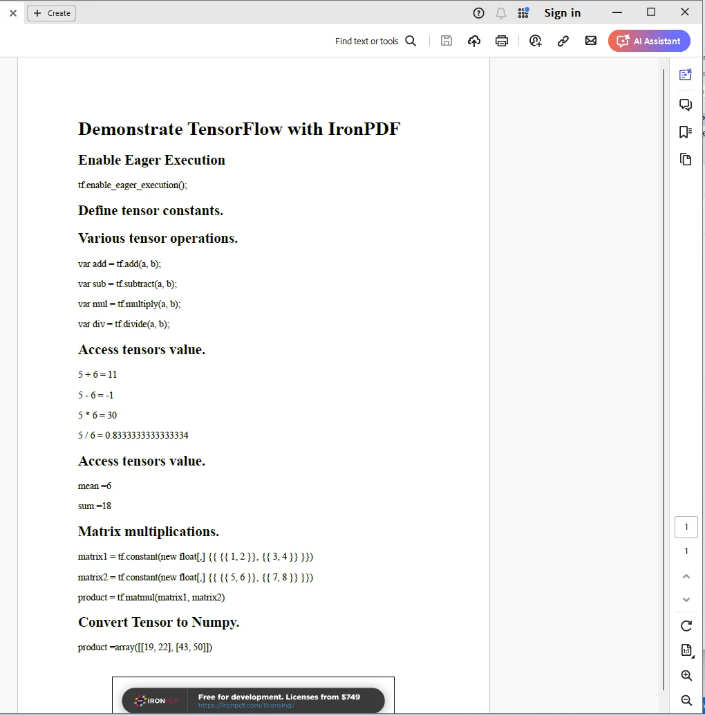 TensorFlow .NET（開發人員如何使用）：圖7 - PDF輸出