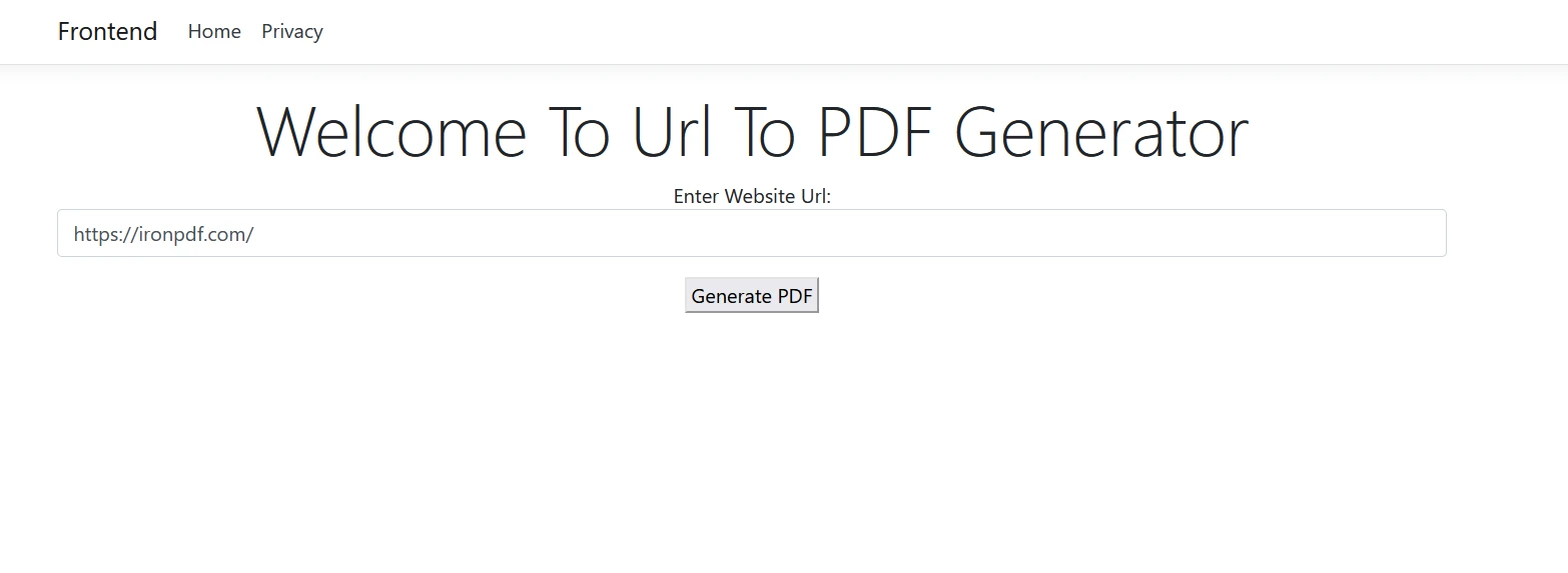 tye .NET (Cómo funciona para desarrolladores): Figura 9 - Generador de URL a PDF utilizando IronPDF