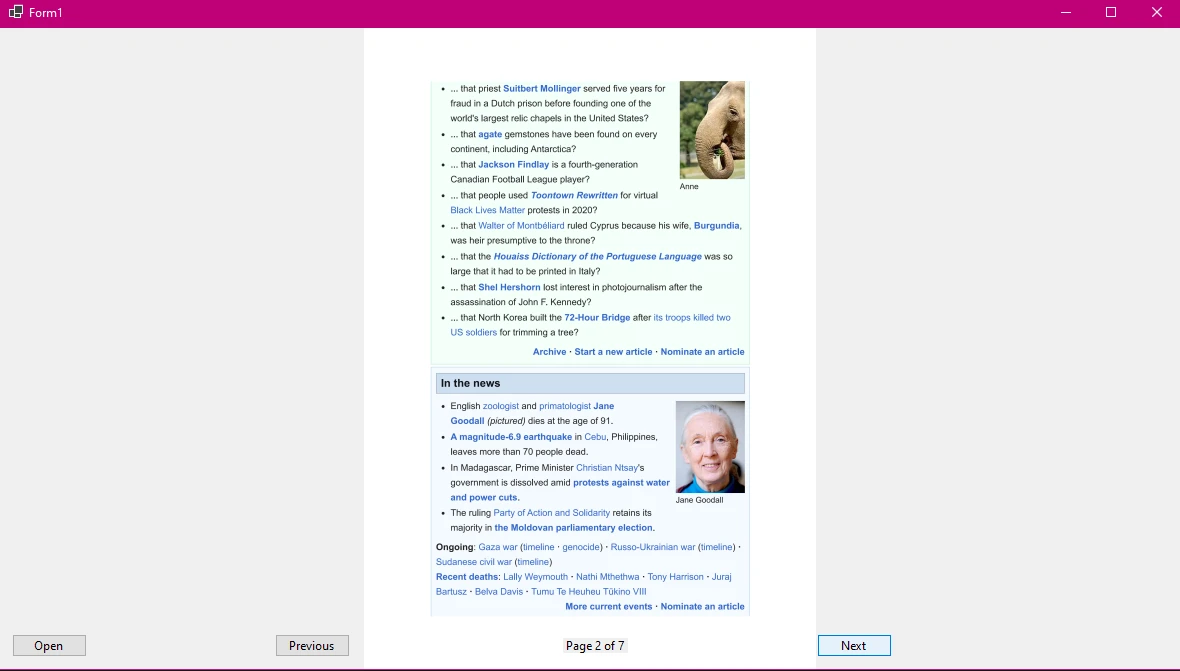 VB .NET Display PDF in PictureBox: Render PDF Pages as Images in Windows Forms: Image 4 - Navigating to page 2 with our buttons