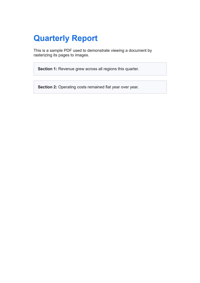First page of the sample report PDF rasterized to a PNG image for display in a .NET UI control