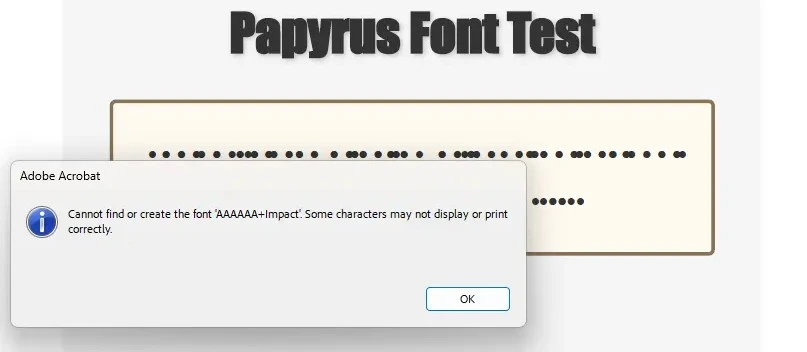 Corrupted font PDF
