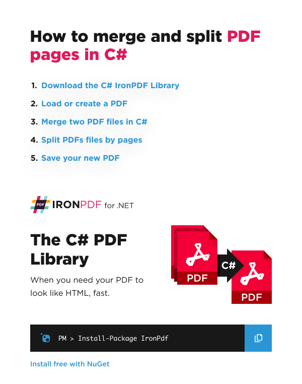 How to Merge and Split PDF Pages in C#