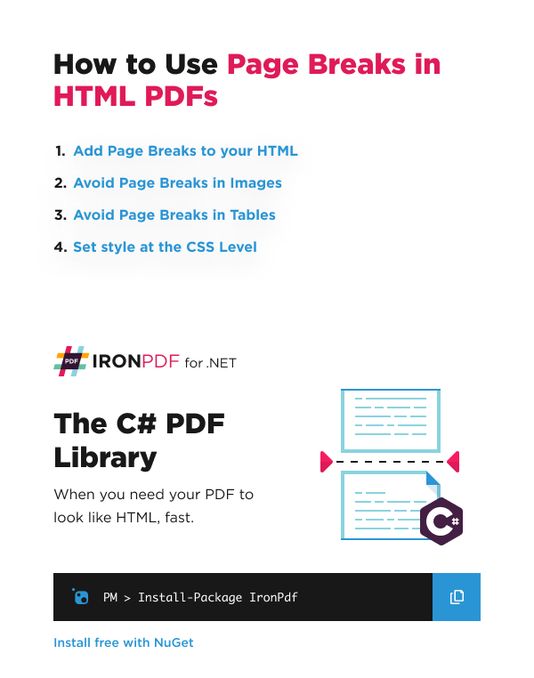 Cómo usar saltos de página en PDF HTML