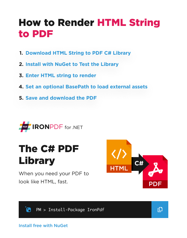 How to Render HTML String to PDF in C#