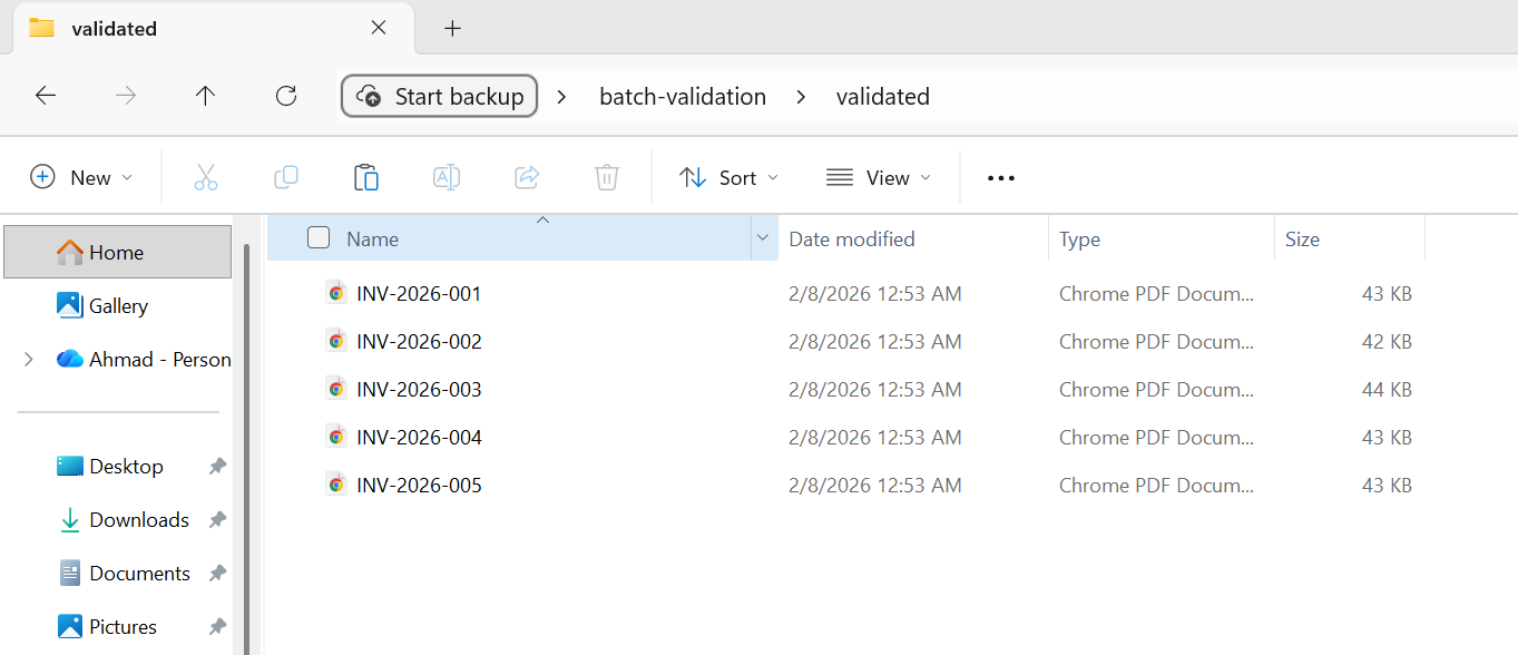 Validation input processing screenshot