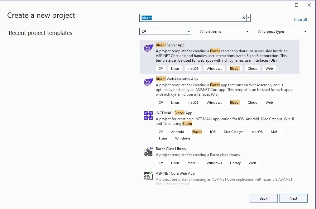 Blazor Create Project Image